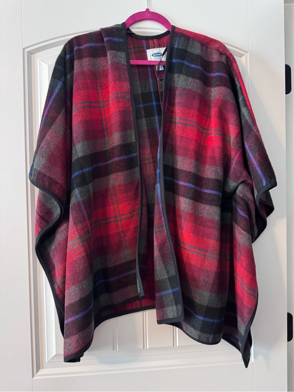 Old Navy Red and Gray Plaid Cape/Shawl